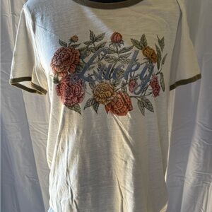 Lucky Brand Floral Graphic Tee - Cream and Multicolor